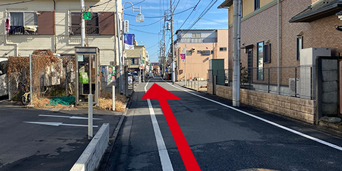 「橋場」バス停から西東京教会までの経路写真